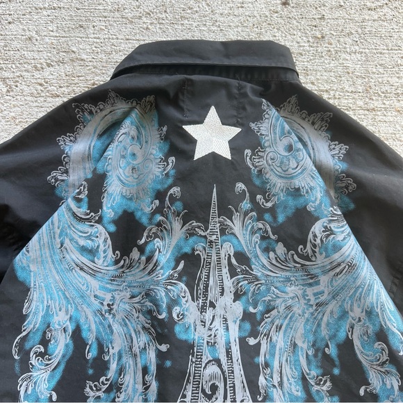 Affliction Black‎ Label Y2K Grunge Long Sleeve Button Down Cyber Shirt Graphic - Picture 4 of 8